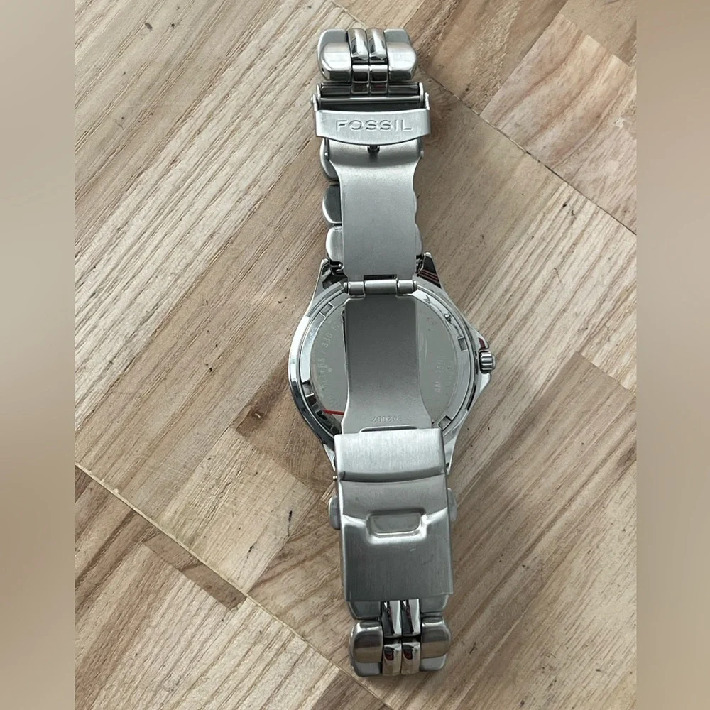Fossil Blue Watch Stainless Weave Bracelet Dark Blue Dial Date Window